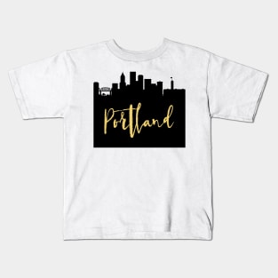 PORTLAND OREGON DESIGNER SILHOUETTE SKYLINE ART Kids T-Shirt